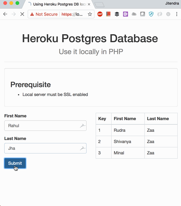 Heroku Postgres from local PHP Server