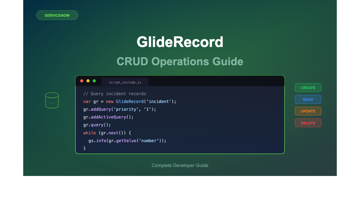 ServiceNow GlideRecord CRUD Guide | Developer Tutorial
